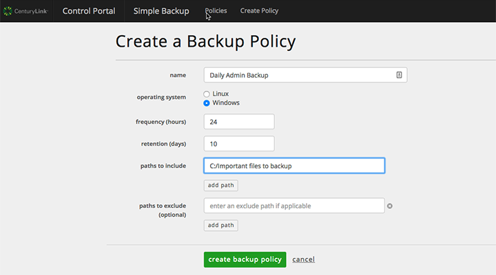 Self Service Backup & Disaster Recovery Options