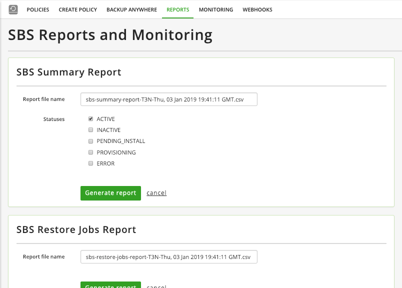 Reporting features help you analyze backup and restore job information.