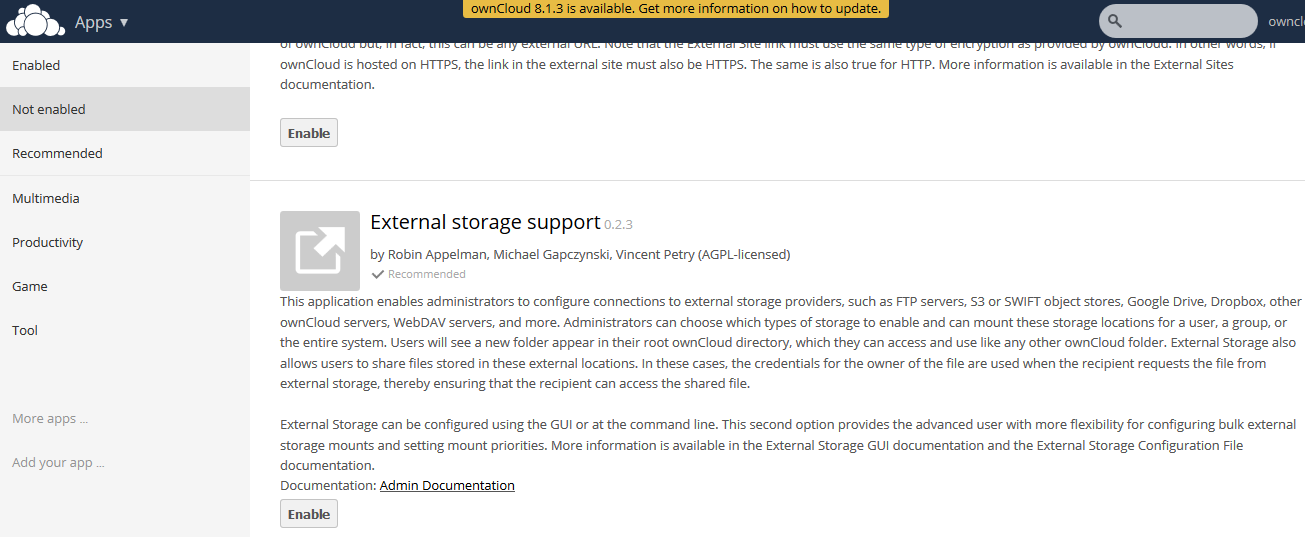 owncloud External Storage