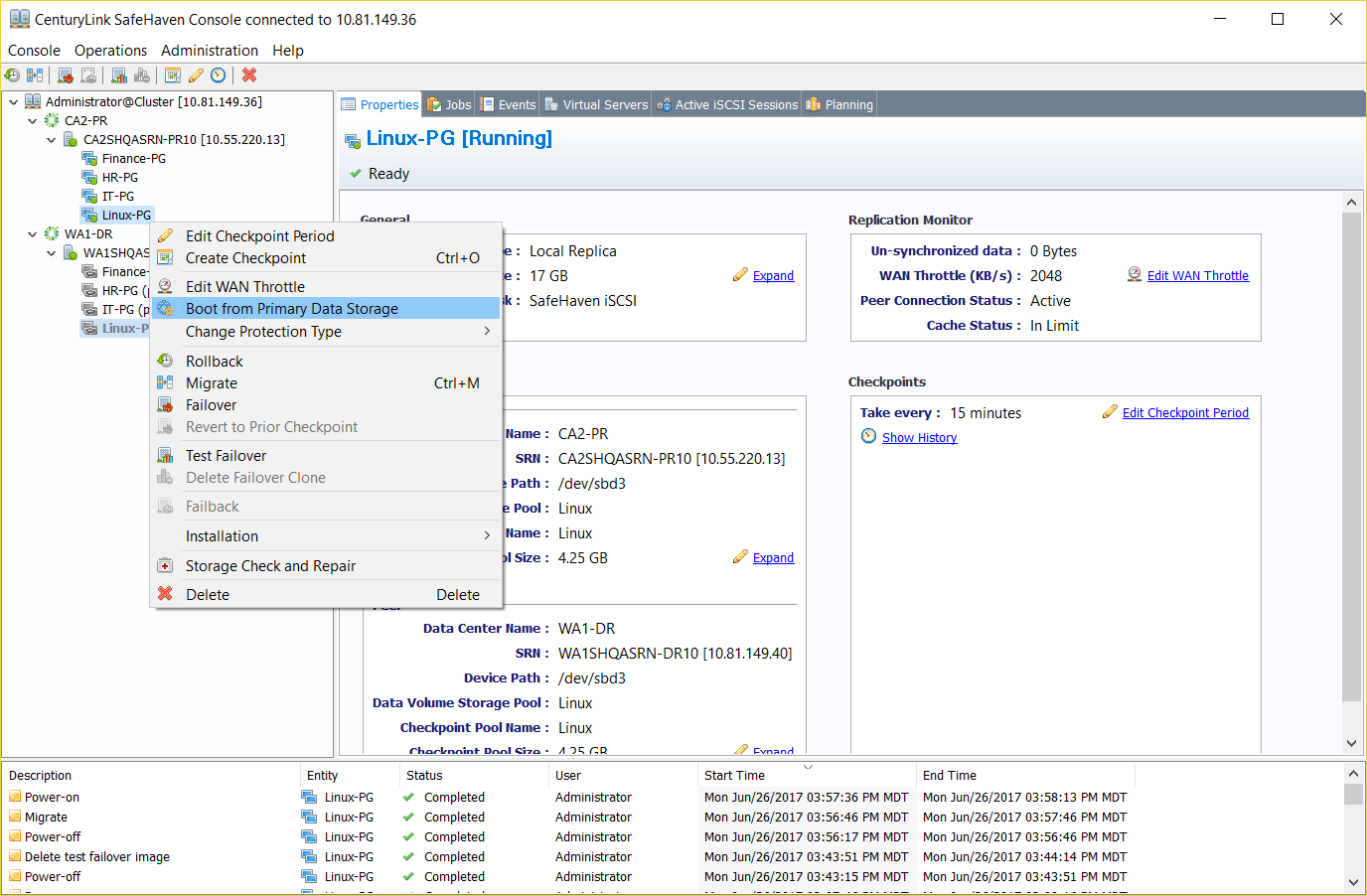 Boot from Primary Data Storage for a Linux Protection Group Hybrid