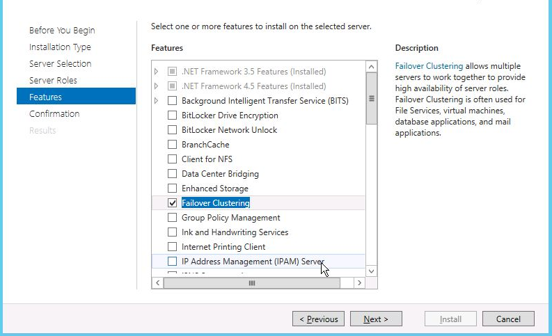 Add Failover Clustering Role