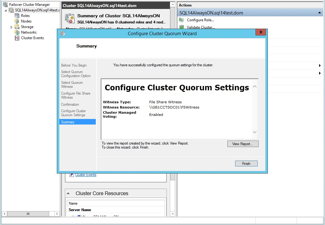 Configure Cluster Quorum Settings
