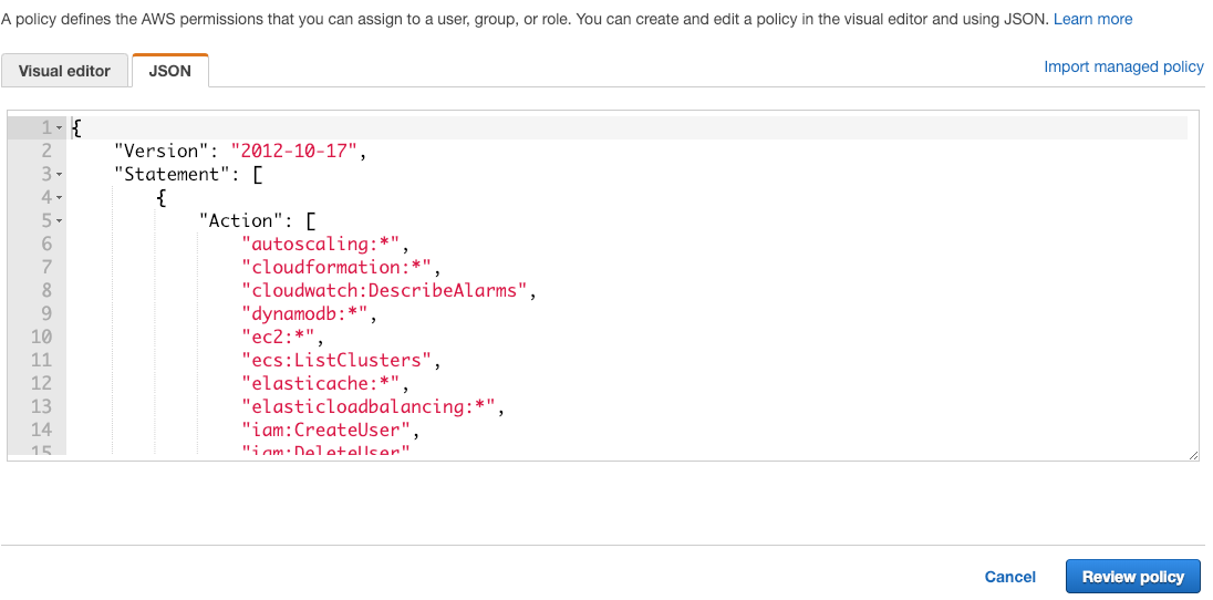 AWS Console Policies