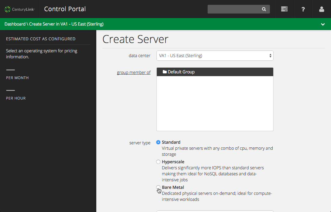 Create a New Bare Metal Server