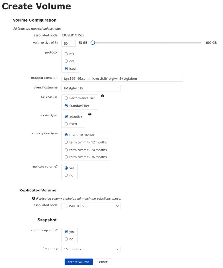 Create iSCSI Volume