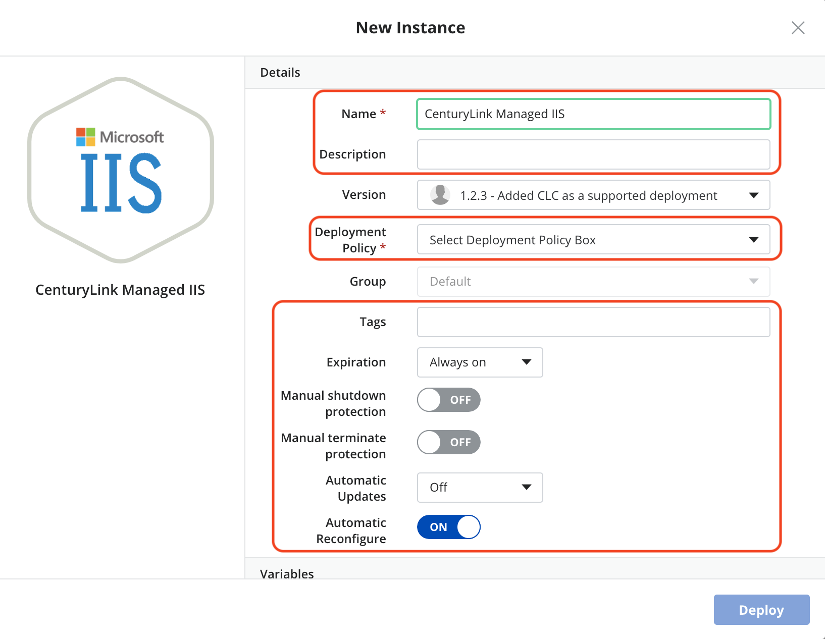 New IIS managed instance
