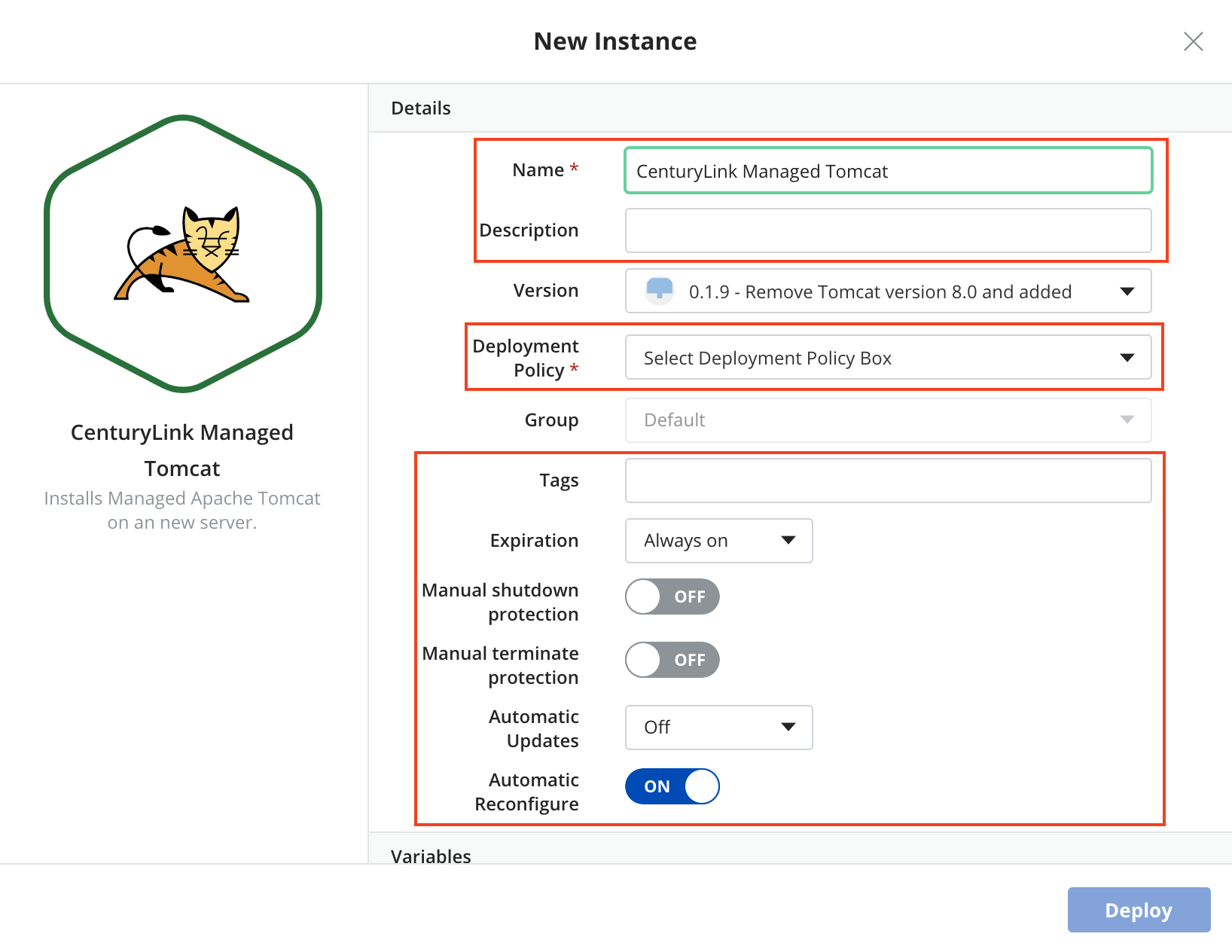 New instance of Lumen Managed Tomcat