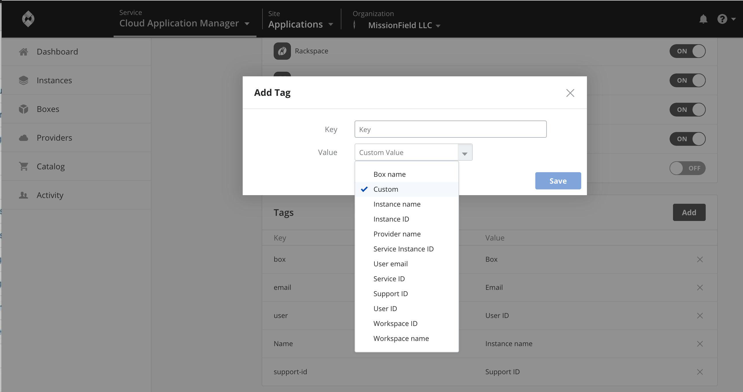 Setting Add Tags