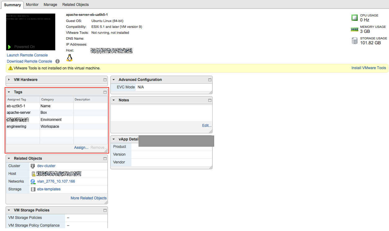 Add Tag Instance vSphere