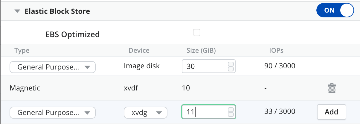 Elastic Block Storage options