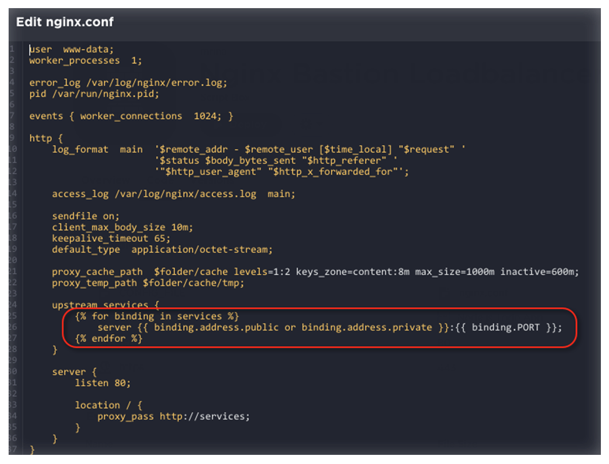 Editing configure binding script in nginx