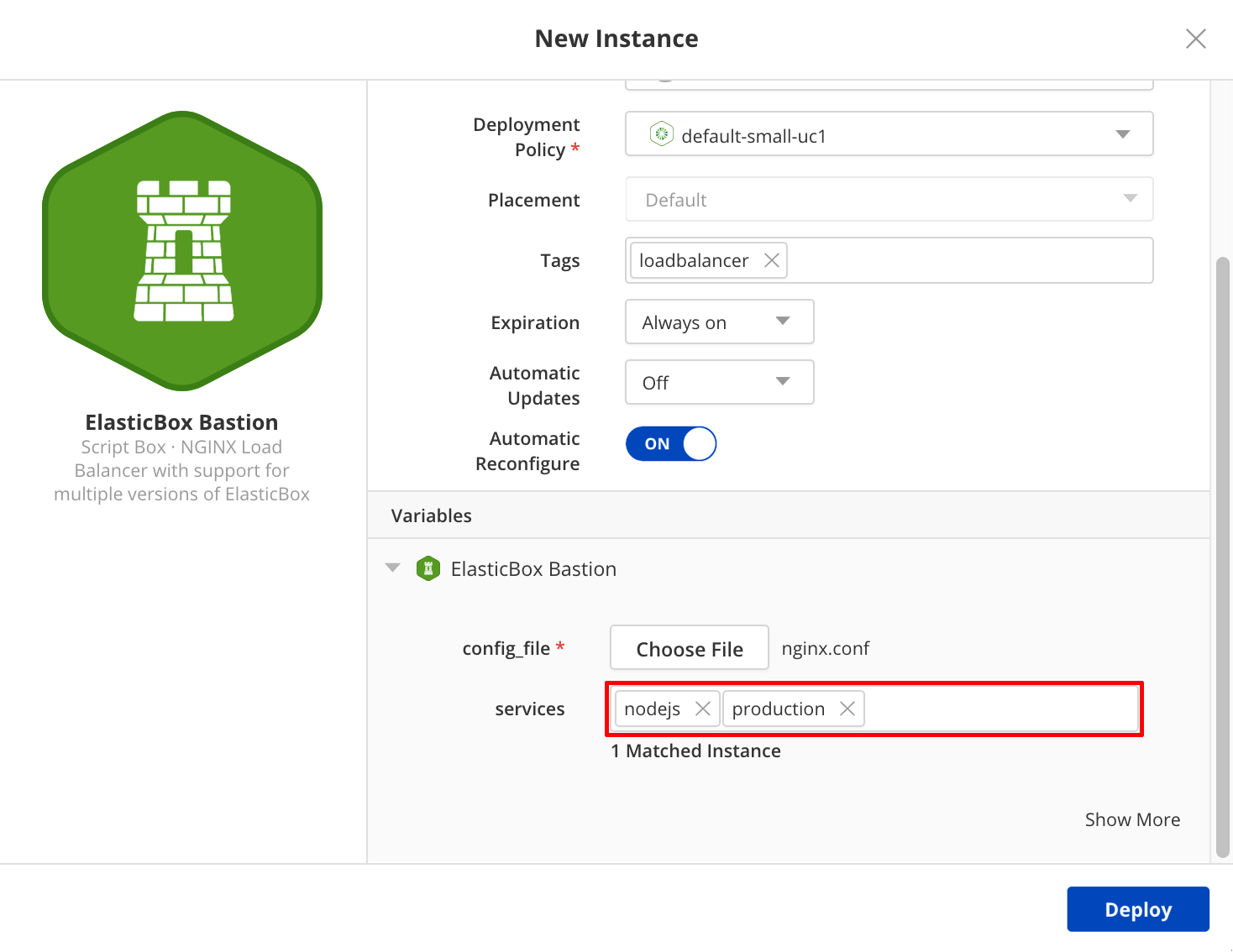 Tag Bindings for Instance Connectivity