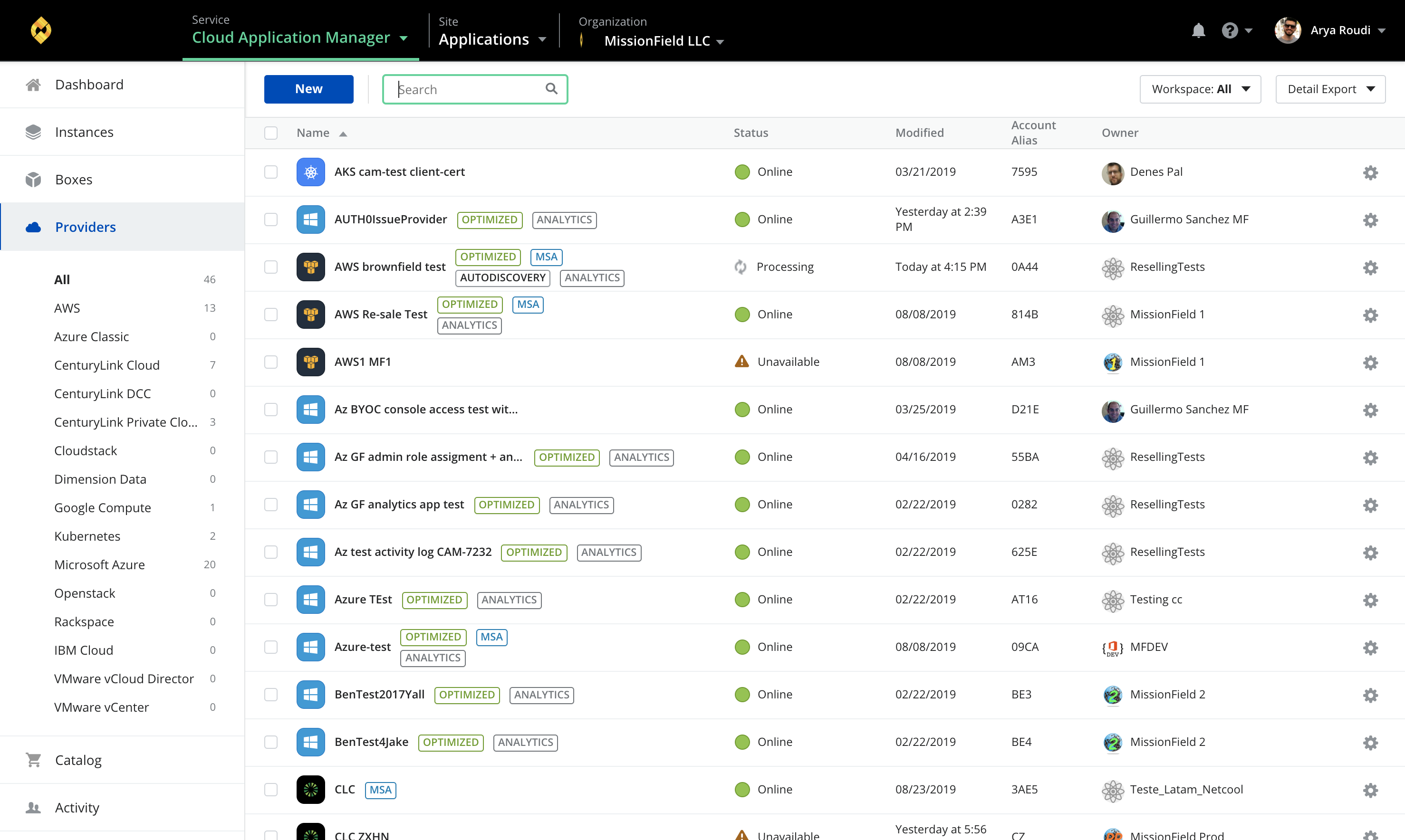 Providers list