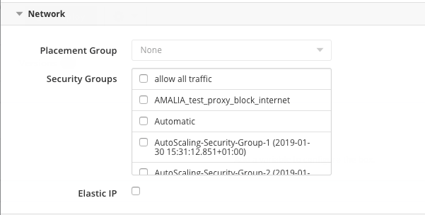 Network section of deployment policy