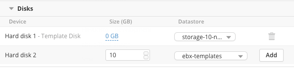 Disks section of deployment policy