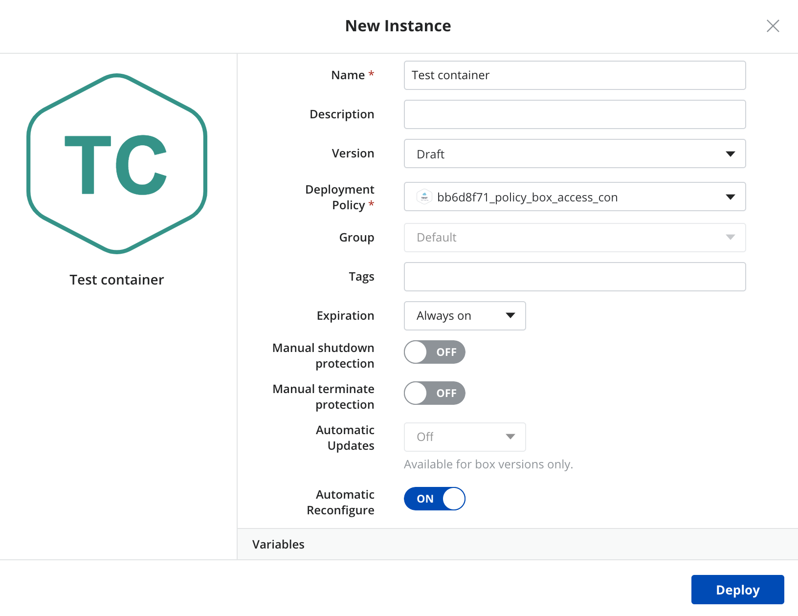 New Docker instance