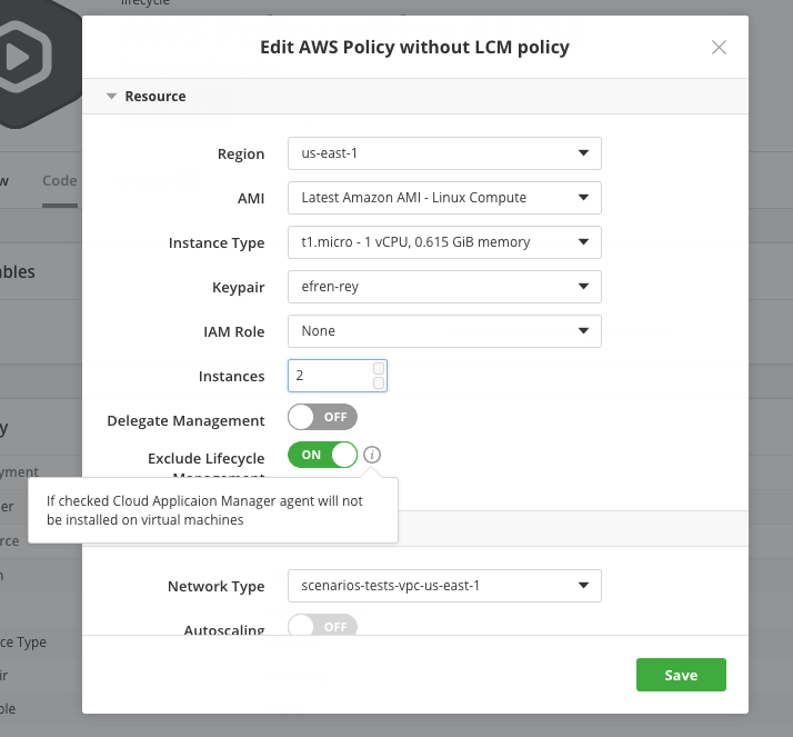 Deployment Policy Box Dialog