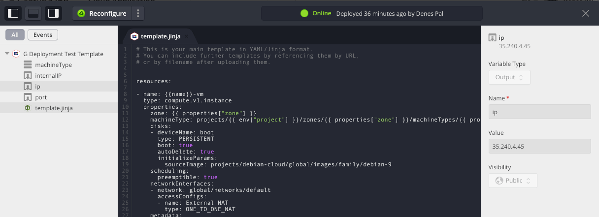 Lifecycle Editor with template and output variables