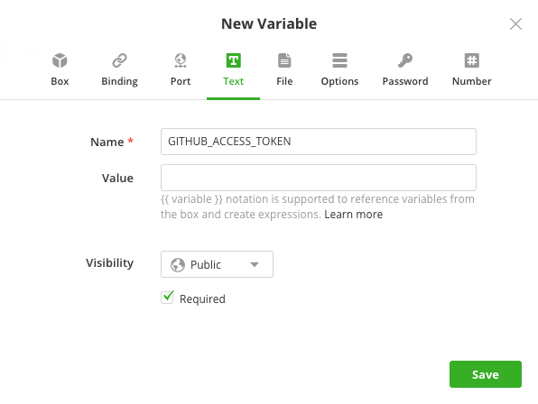 CAM jenkins server box var-git-access-token