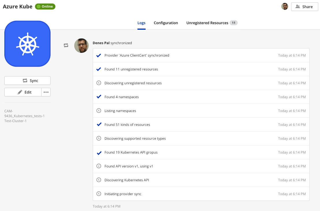 Synchronizing a Kubernetes Provider