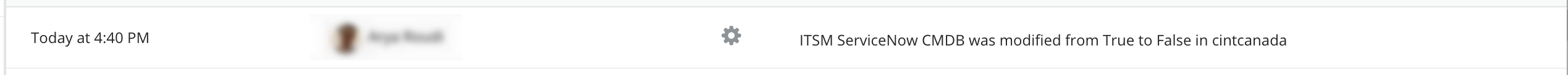 ServiceNow CMDB activity log