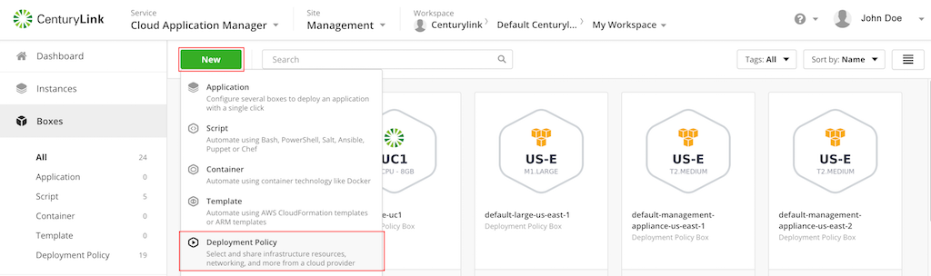 Microsoft Azure - Create new deployment policy