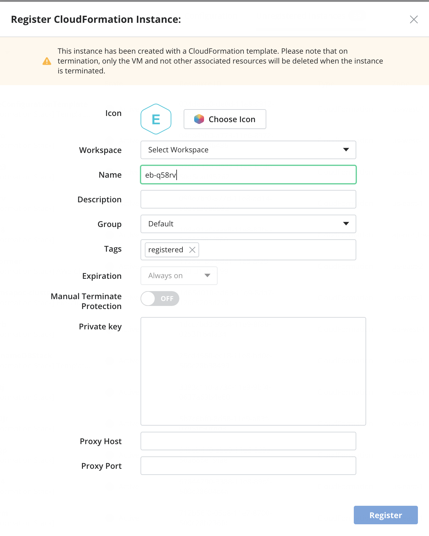 Register Instance