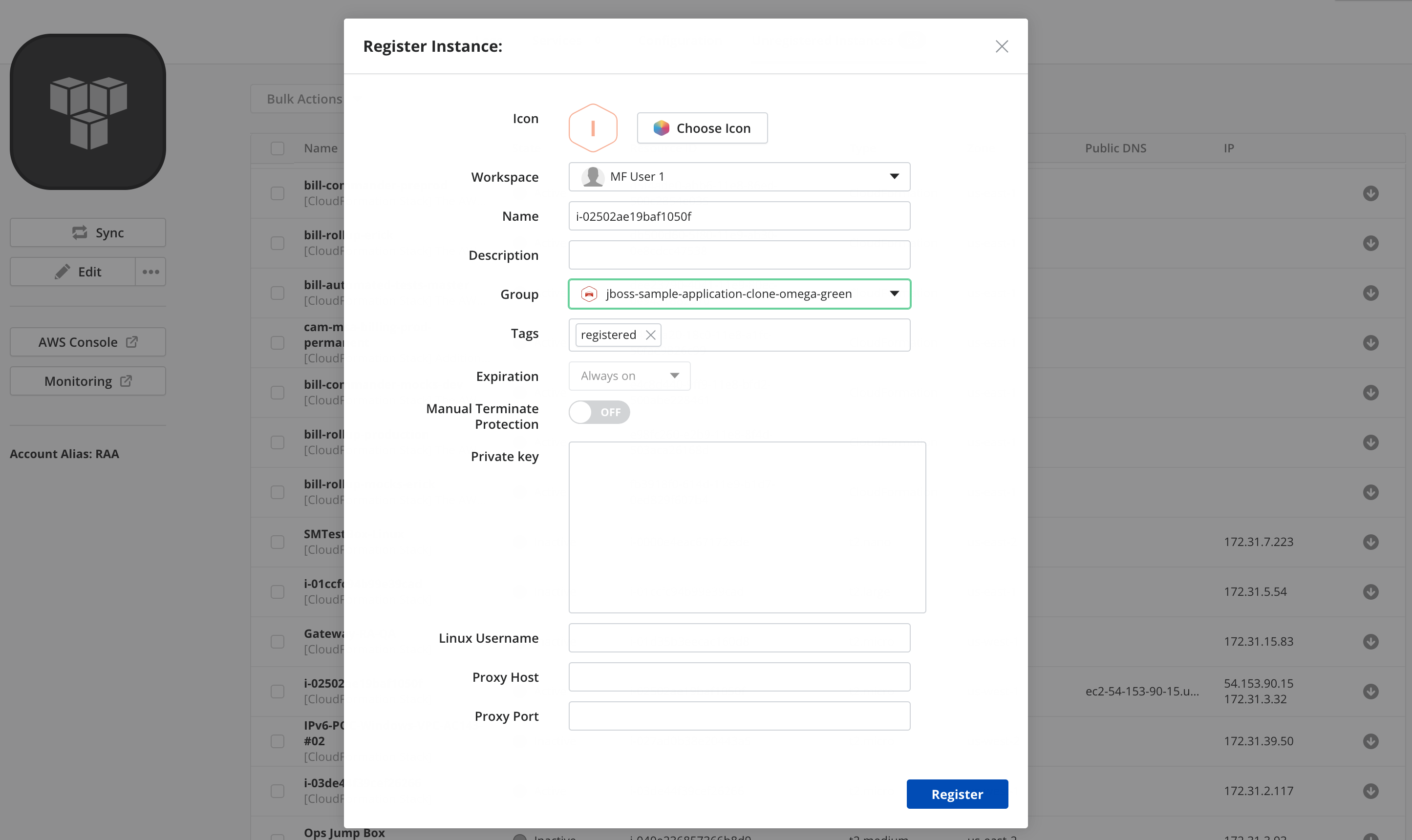 Register Instance