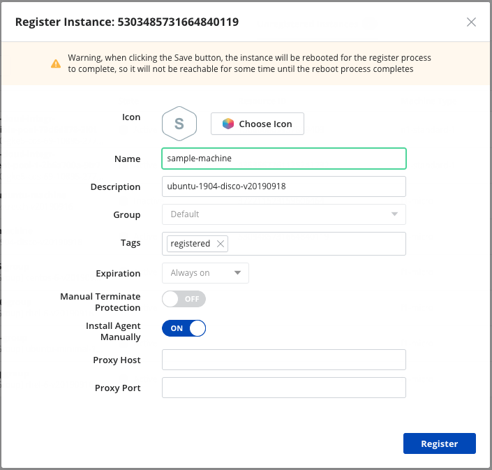 Register Instance