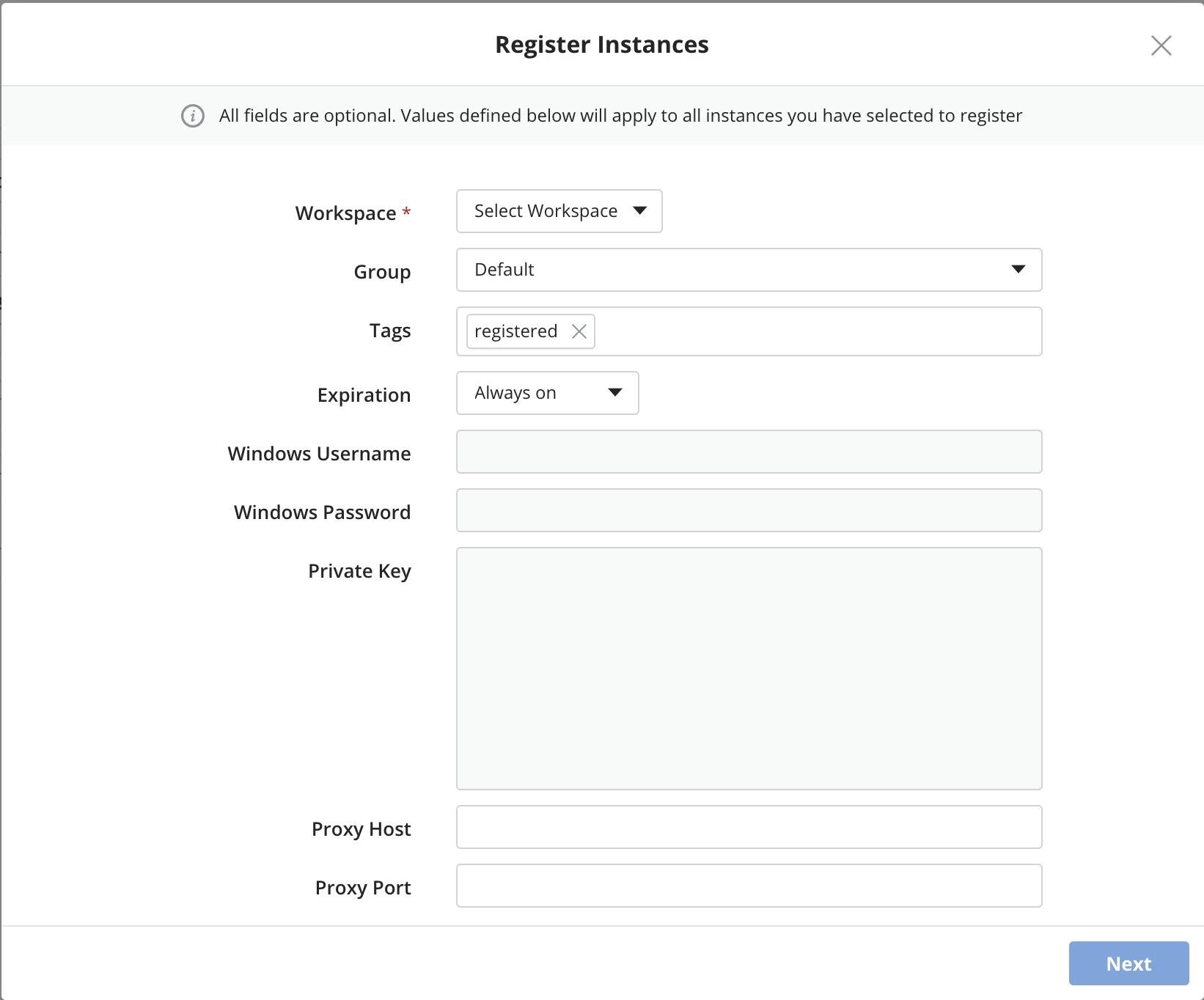 Register Instances bulk