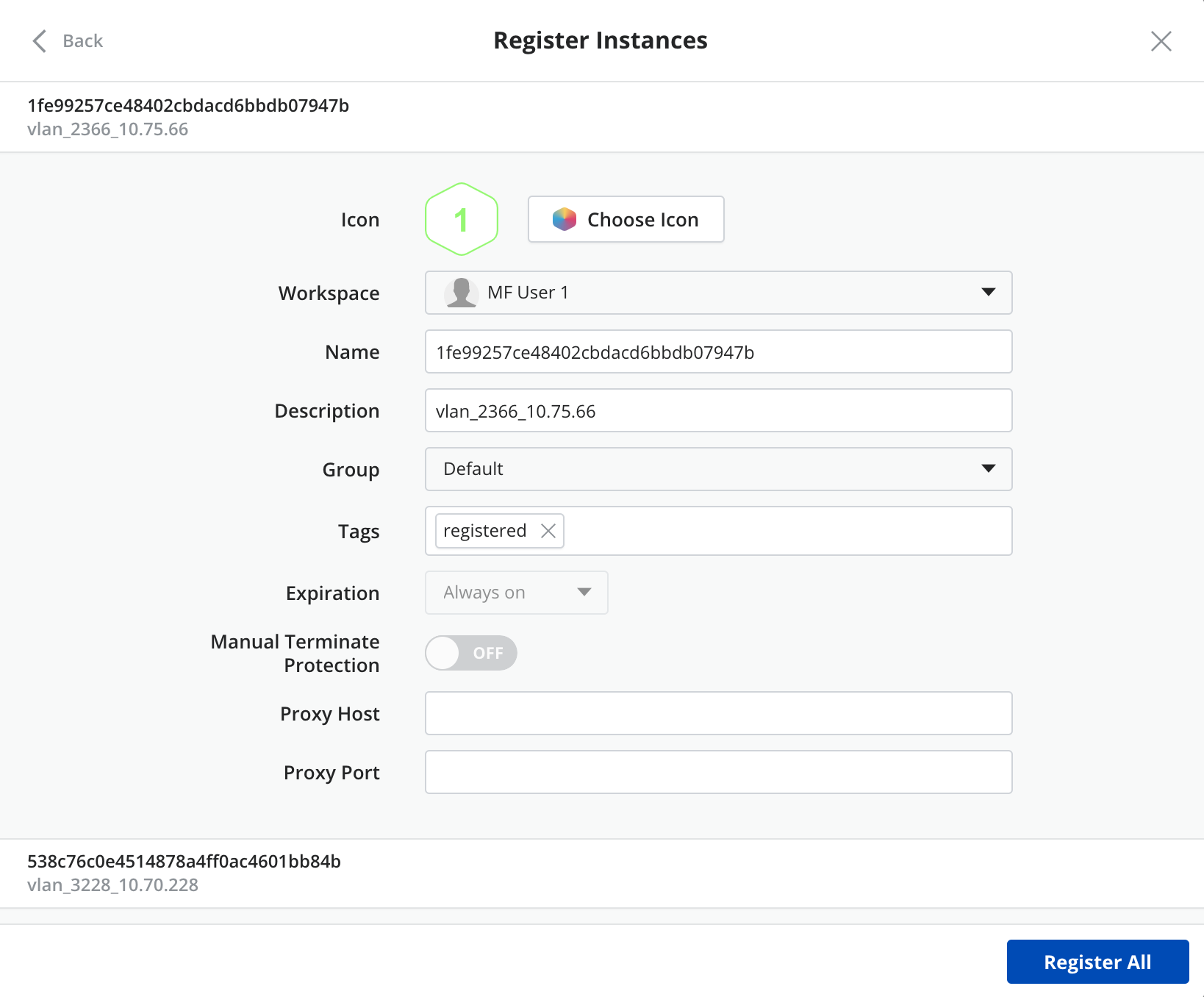 Register Instances