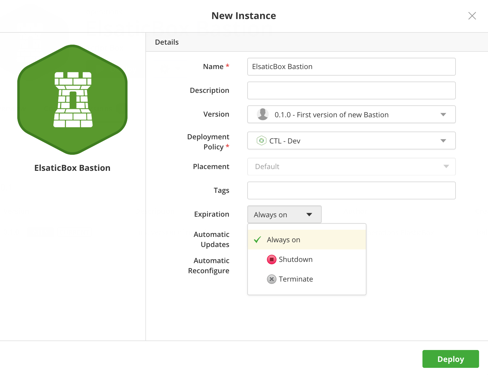 Instance expiration operation