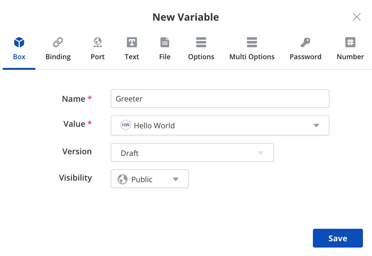 New box type varible