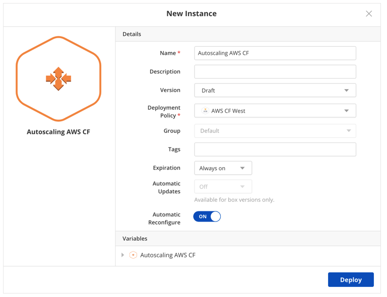 Deploy autoscalling template