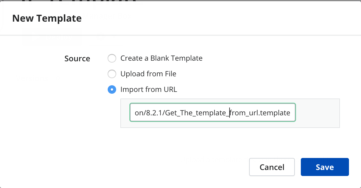 Import template since button 'New'