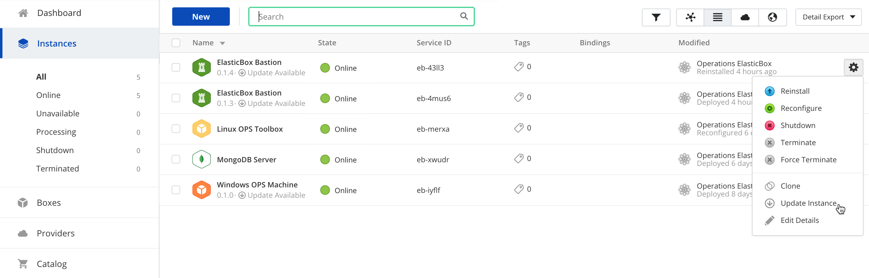 Version control - Update instance option