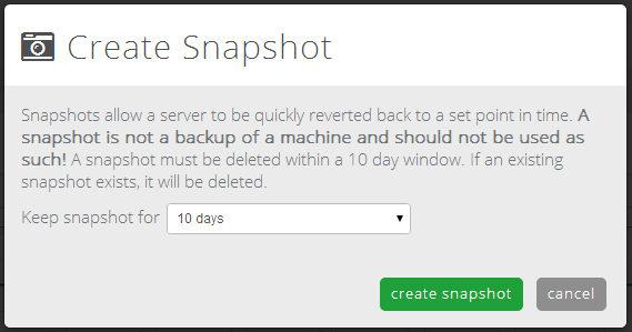 choose snapshot lifespan