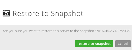 restore snapshot dialog box