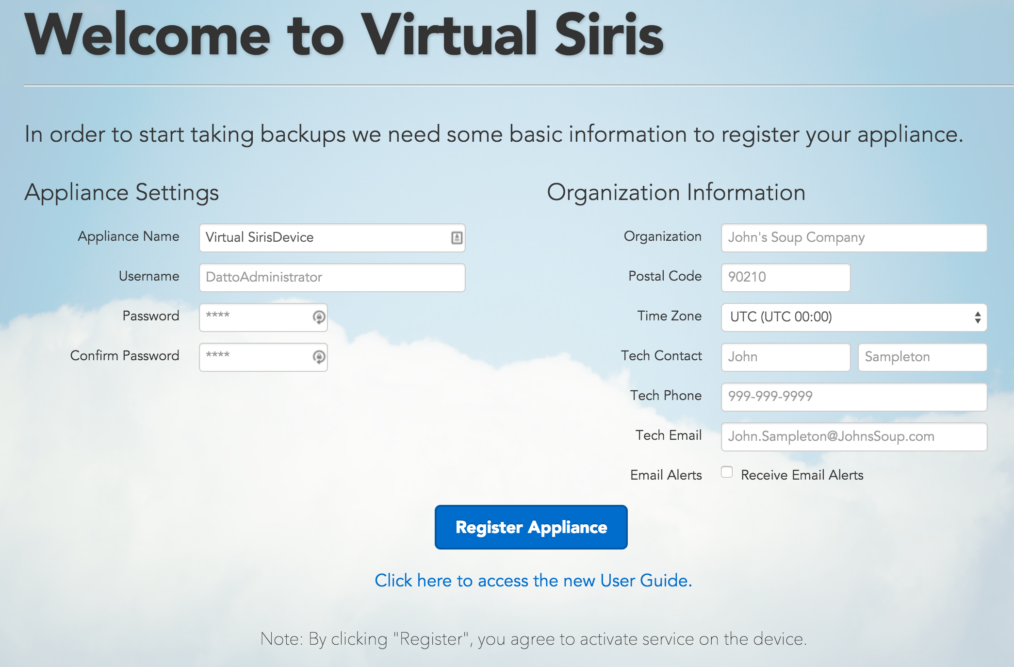 Register appliance