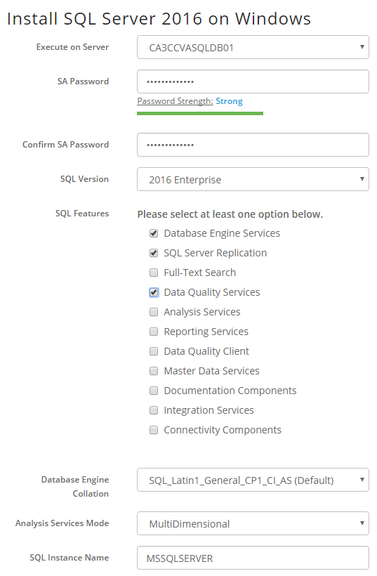 input parameters