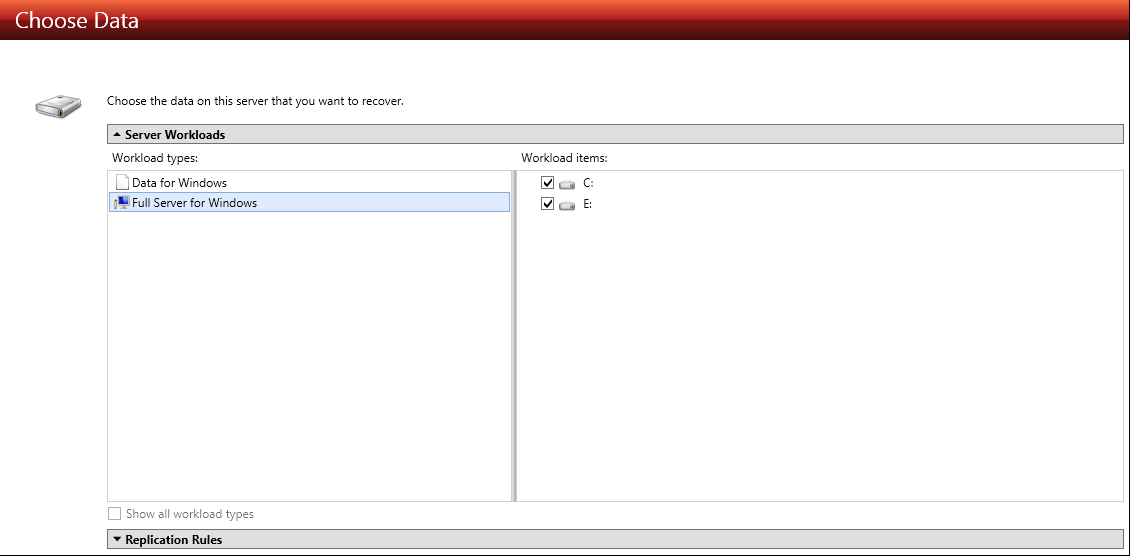 DT console DR choose data recover