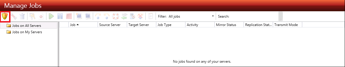 DT console DR manage jobs new job