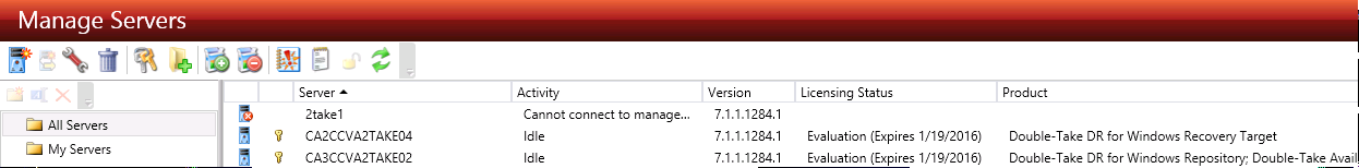 DT console DR manage repository server
