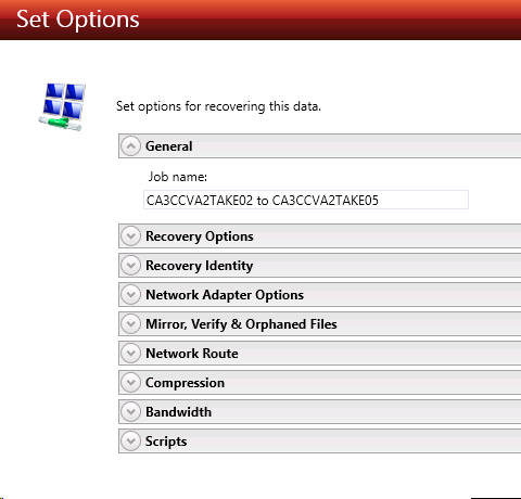 DT console DR options recover