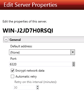 DT console DR source server properties
