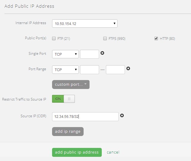 Add Public IP Action