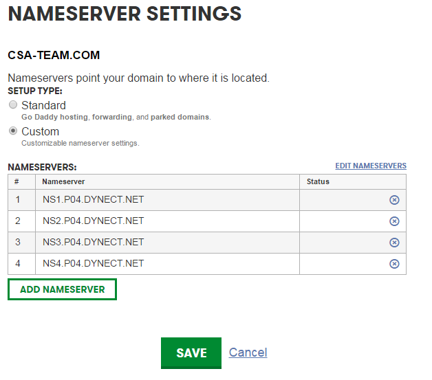 input name servers