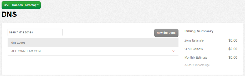 dns zone subdomain list
