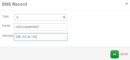 add A Record to dns for subdomain