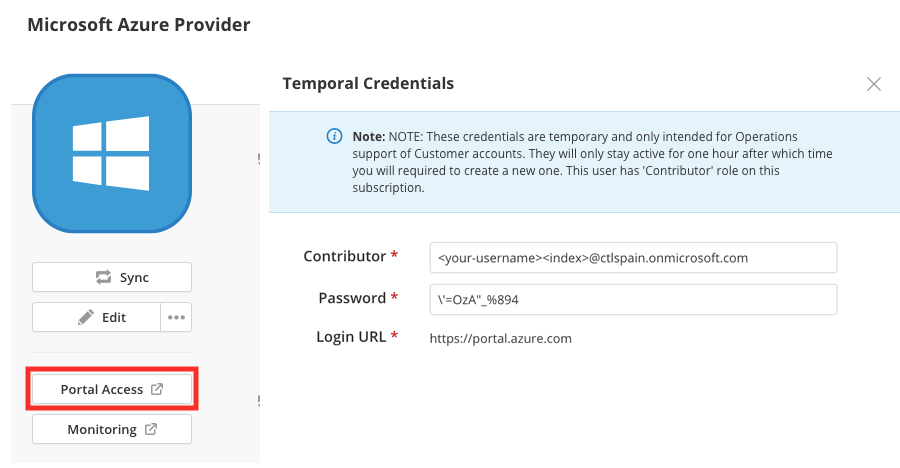 Microsoft Azure Portal Access from CAM